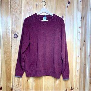 Columbia ROC V neck sweater burgundy size L